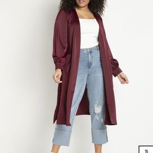 Eloquii Satin Duster with Puff Sleeves NWOT
